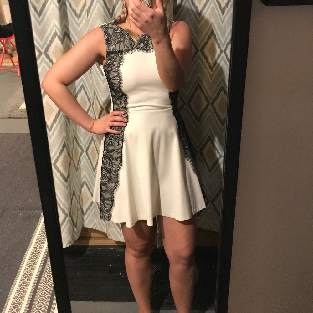 White & Black Lace Dress - "Love... Ady" - Small